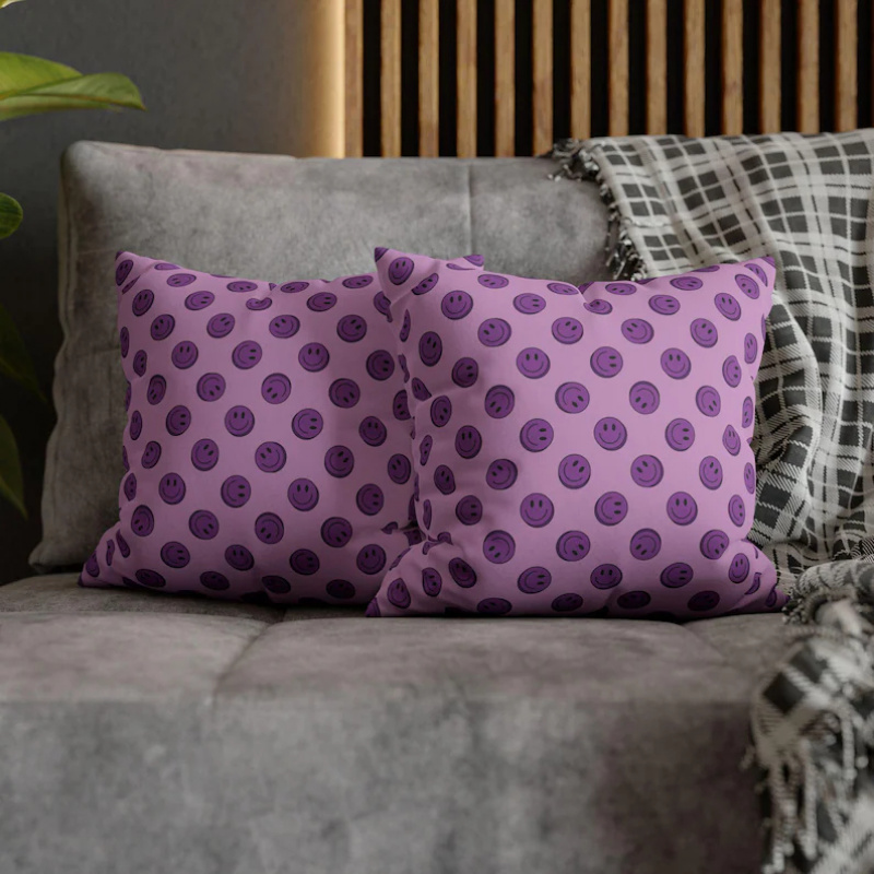 Home Decor Emoji - Capa de Almofada VIKAMA Purple Smile,
