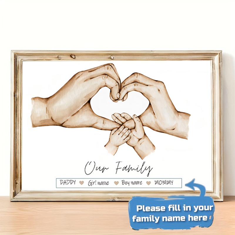 Home Decor Wall Pictures - Personalizado família mão cartaz nome pintura
