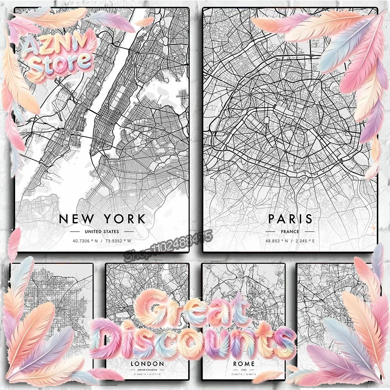 Home Decor New York - Arte em Mapa da Cidade de