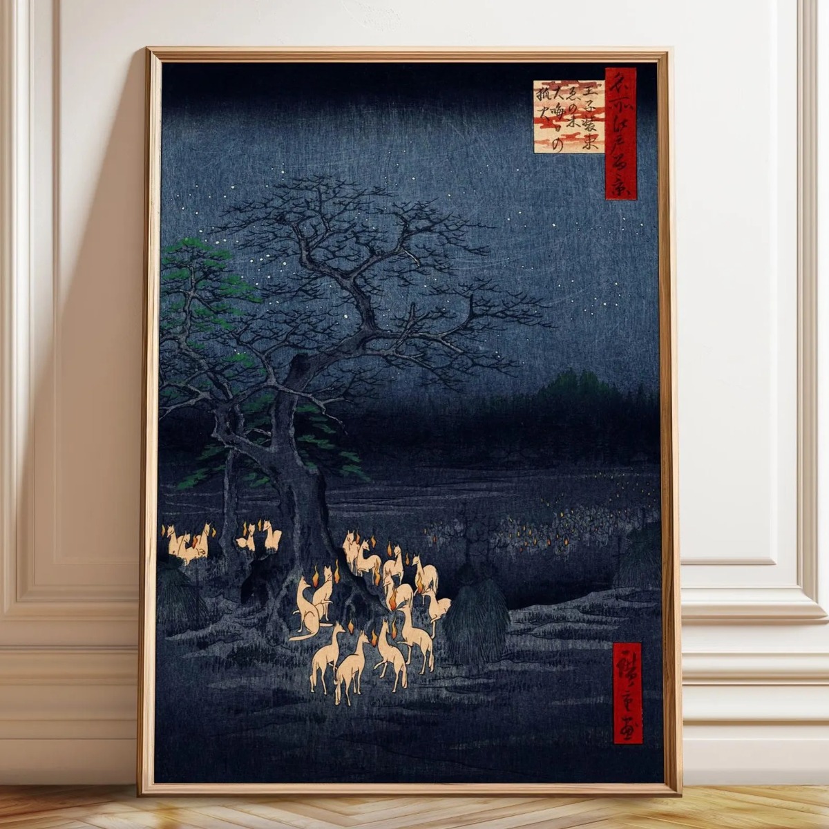 Home Decor Japandi Style - Japonês retro raposa impressão em tela