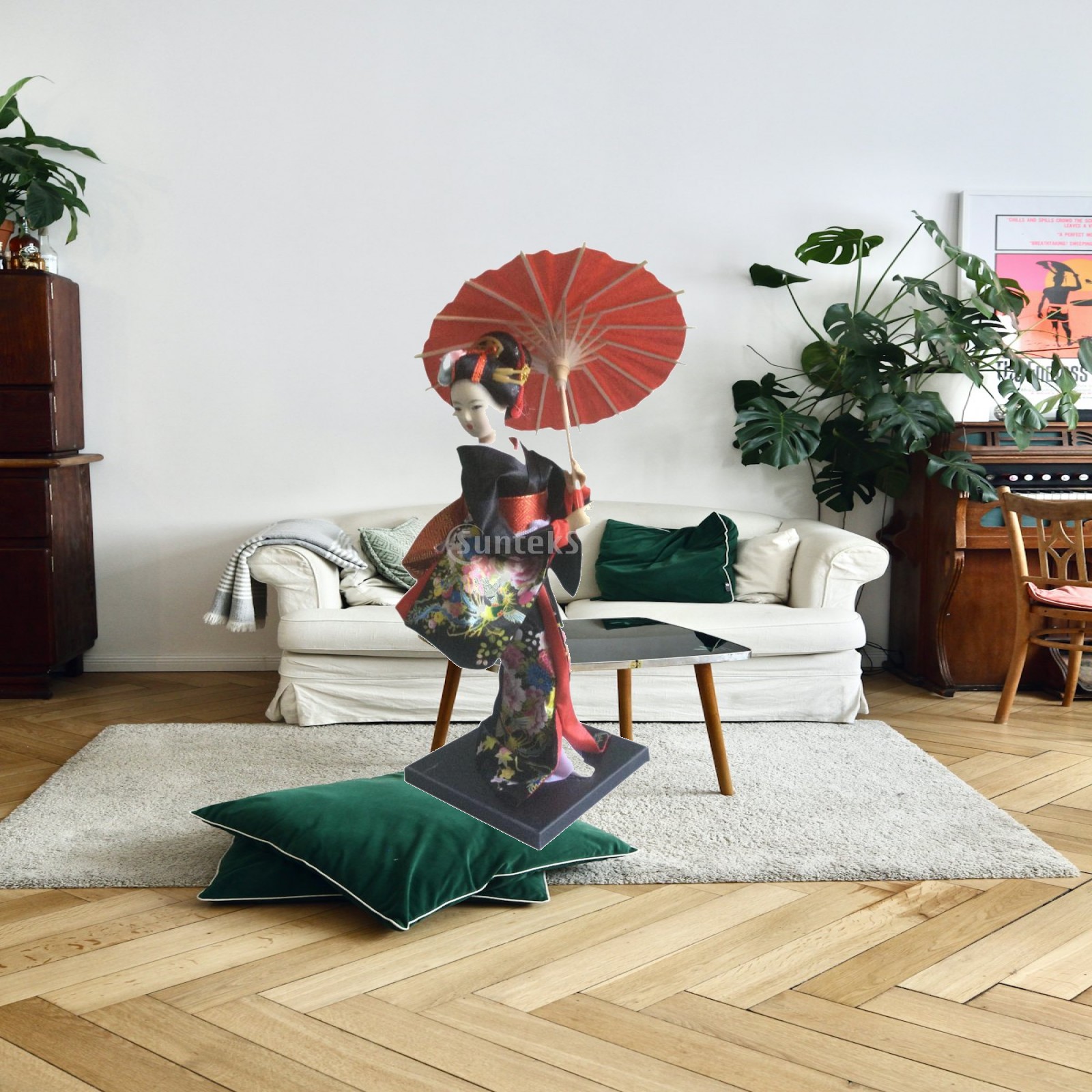 Home Decor Japandi Style - Estátua Decorativa de Geisha Japonesa em