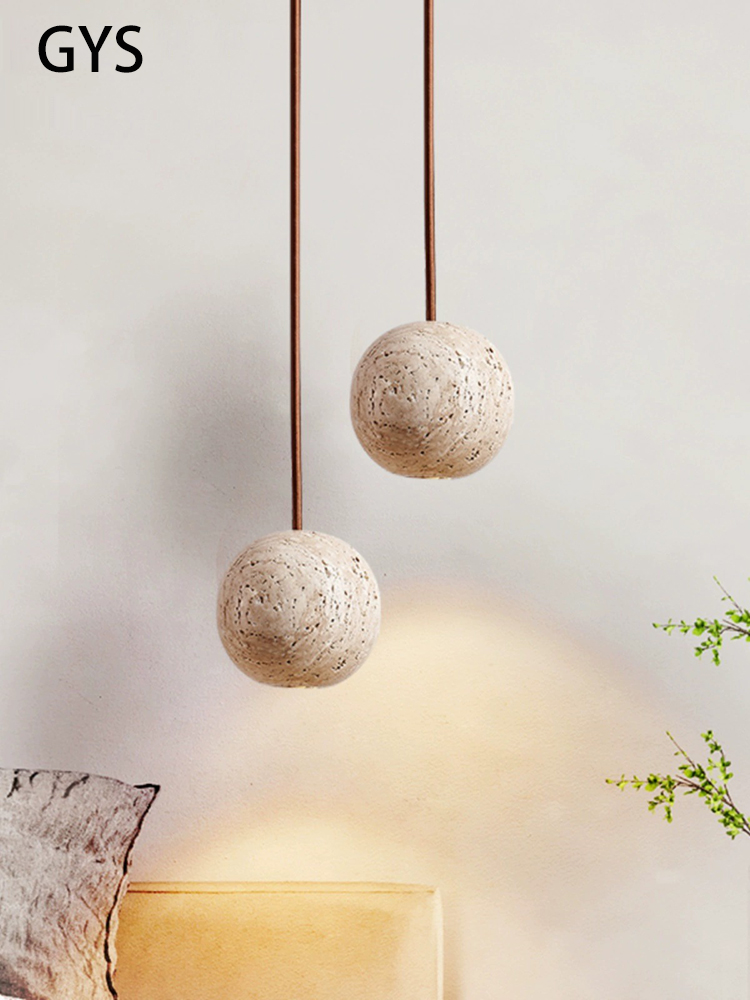 Hanging Moon Lamp - Pequena lâmpada LED redonda, pedra nórdica,