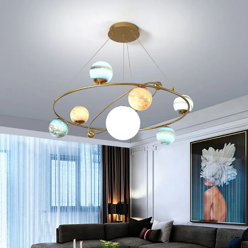 Hanging Moon Lamp - Nordic planeta lustre de teto simples