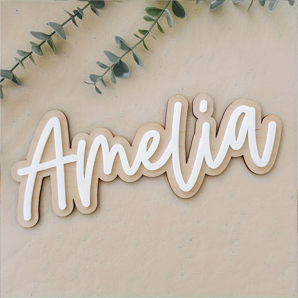 Home Decor Rustic - Placa de Nome Personalizável em Madeira