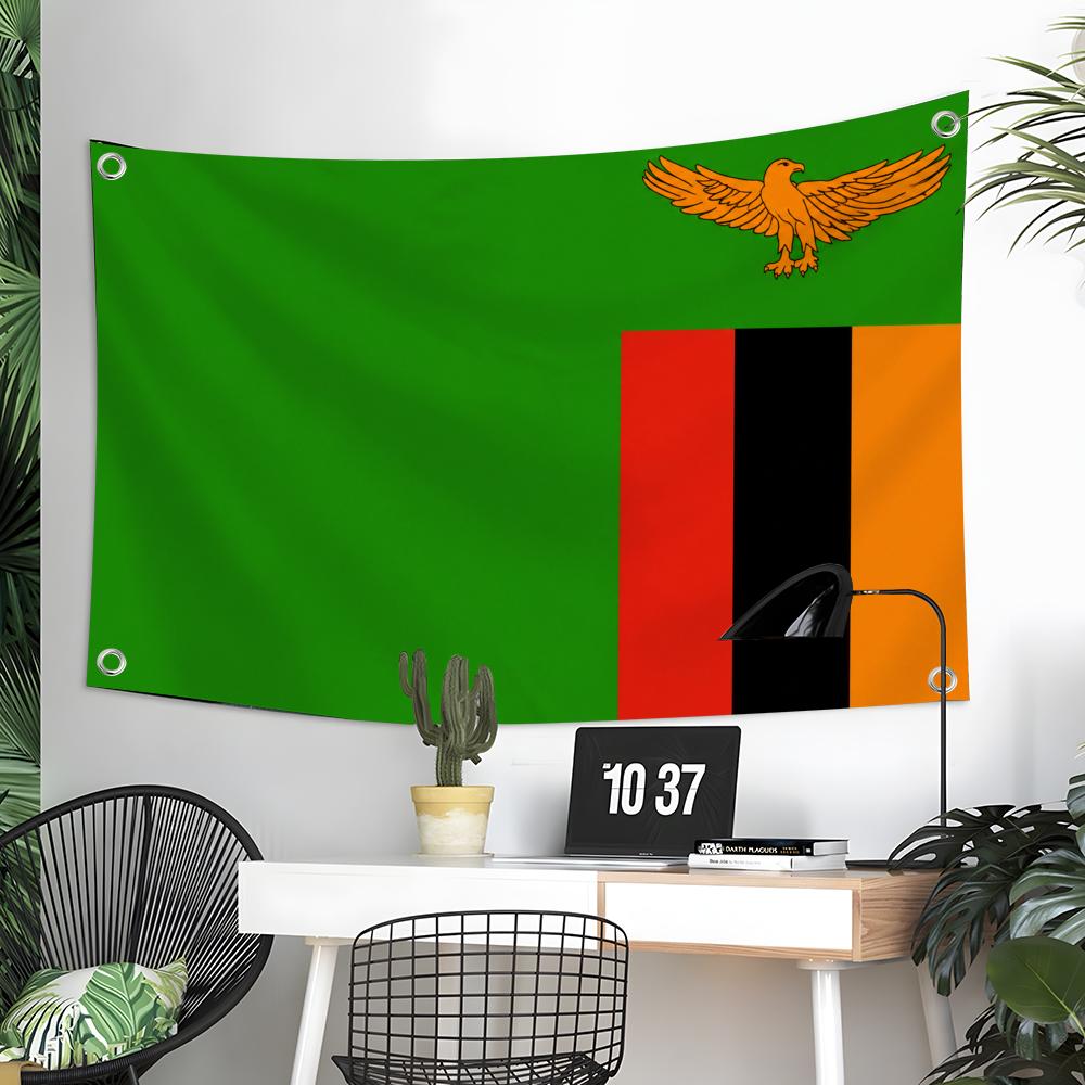 Home Decor Zambia - Bandeira da Zâmbia personalizada para pendurar