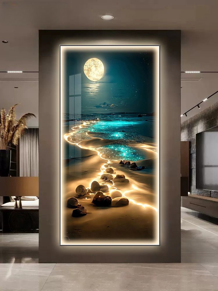 Hanging Moon Lamp - Ondas do oceano lâmpada de parede