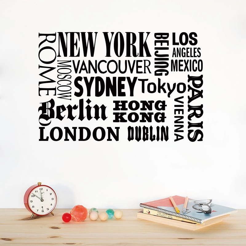 Home Decor New York - Nova york londres paris citação adesivo