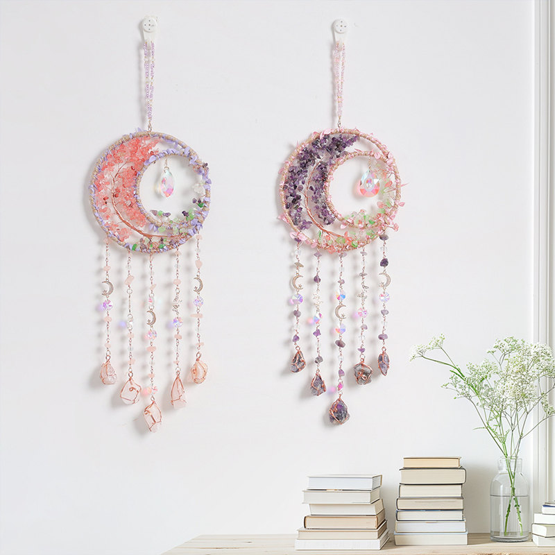 Boho Wind Chimes - Cristal roxo ametista quartzo árvore da