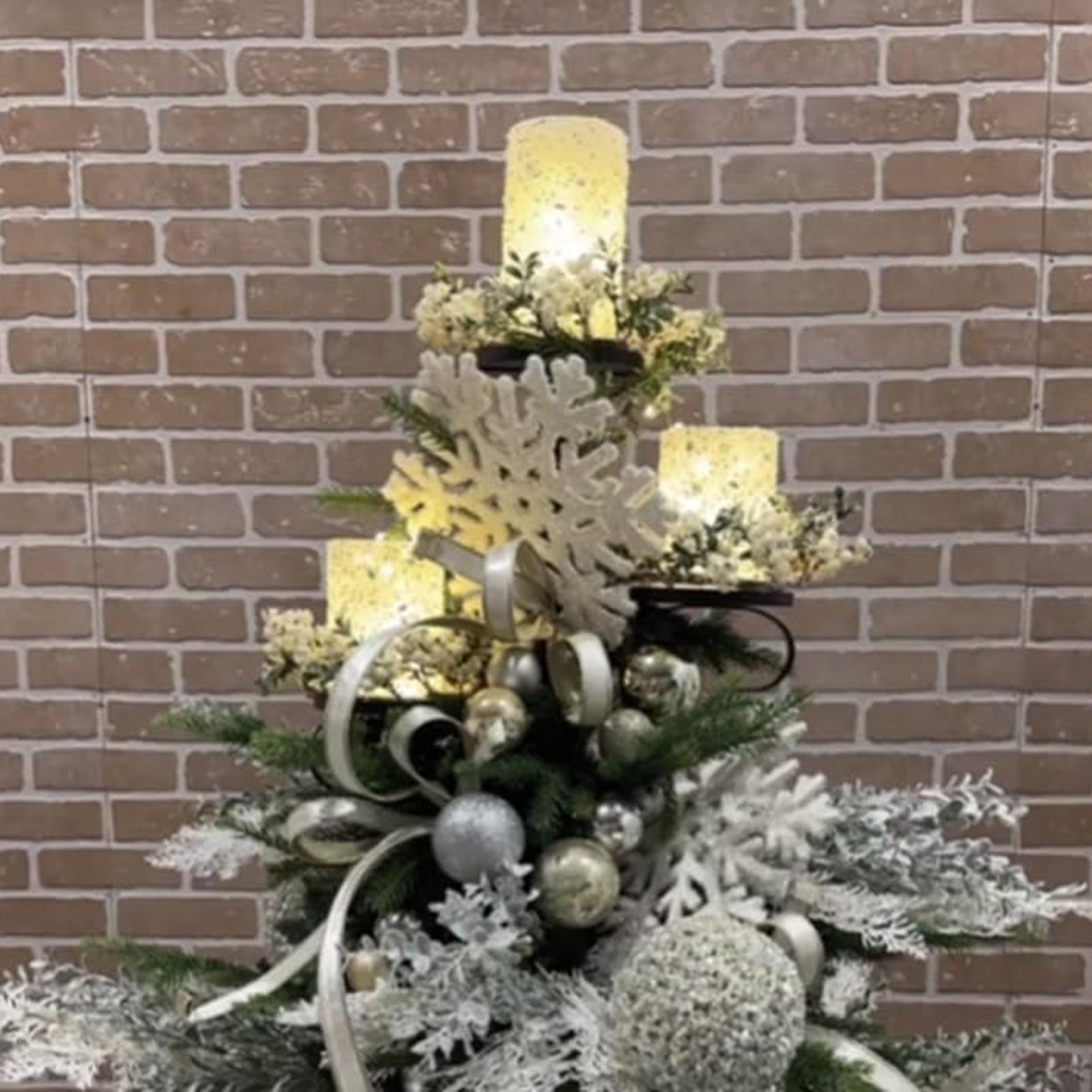 Home Decor Xmas Tree - Metal preto triplo árvore topper candelabros
