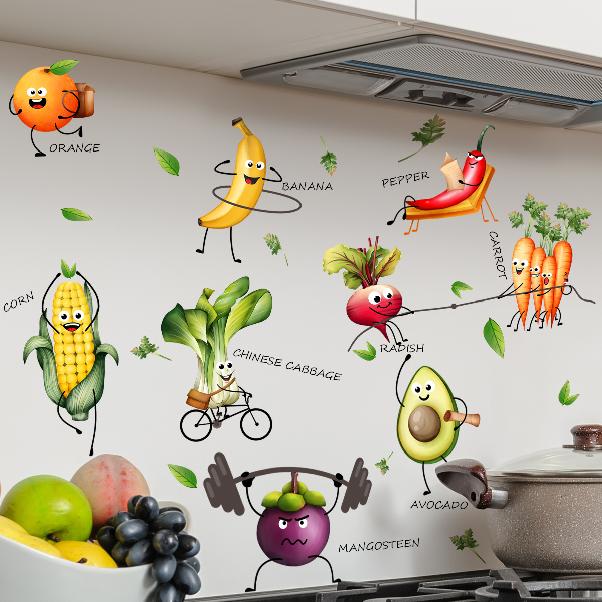 Adesivo de parede de frutas em - Home Decor Emoji avaliação e preço