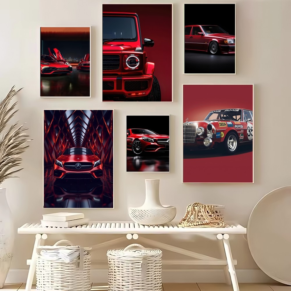 Pôster vermelho M-Mercedes B-B - Home Decor Living Room Ideas avaliação e preço