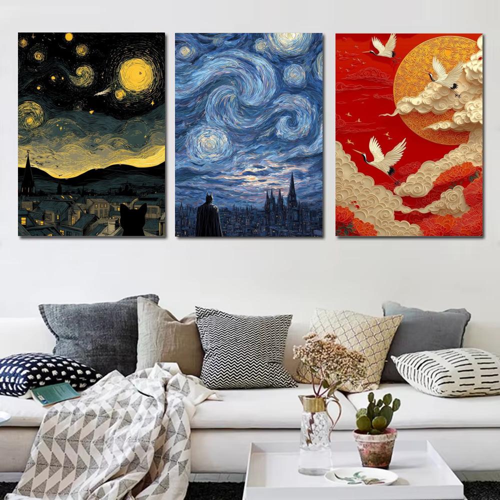 Pôster de pintura a óleo estil - Home Decor Japandi Style avaliação e preço
