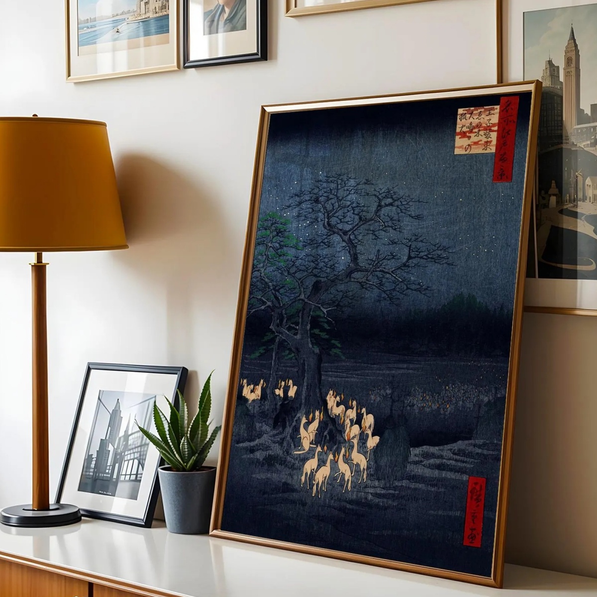 Japonês retro raposa impressão - Home Decor Japandi Style avaliação e preço