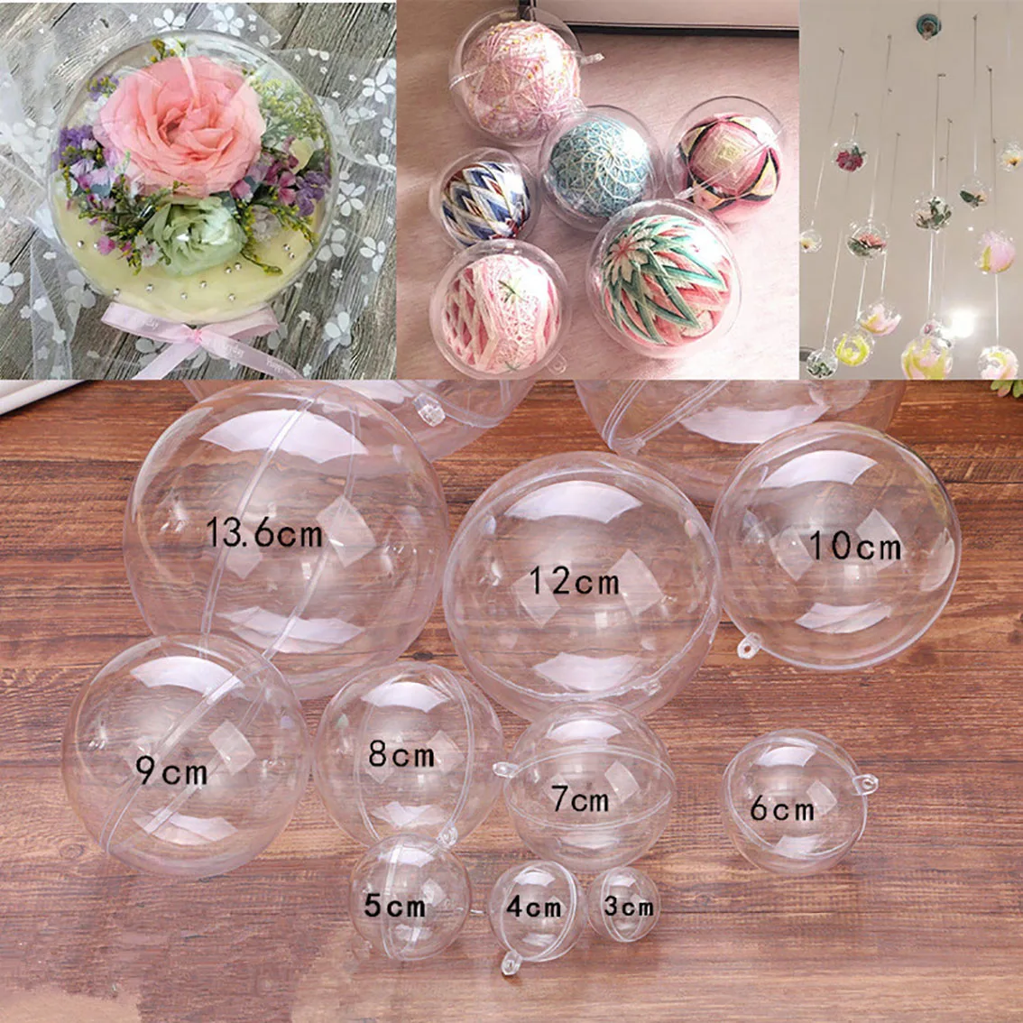 1-20cm bolas transparentes oco - Home Decor Xmas Tree avaliação e preço
