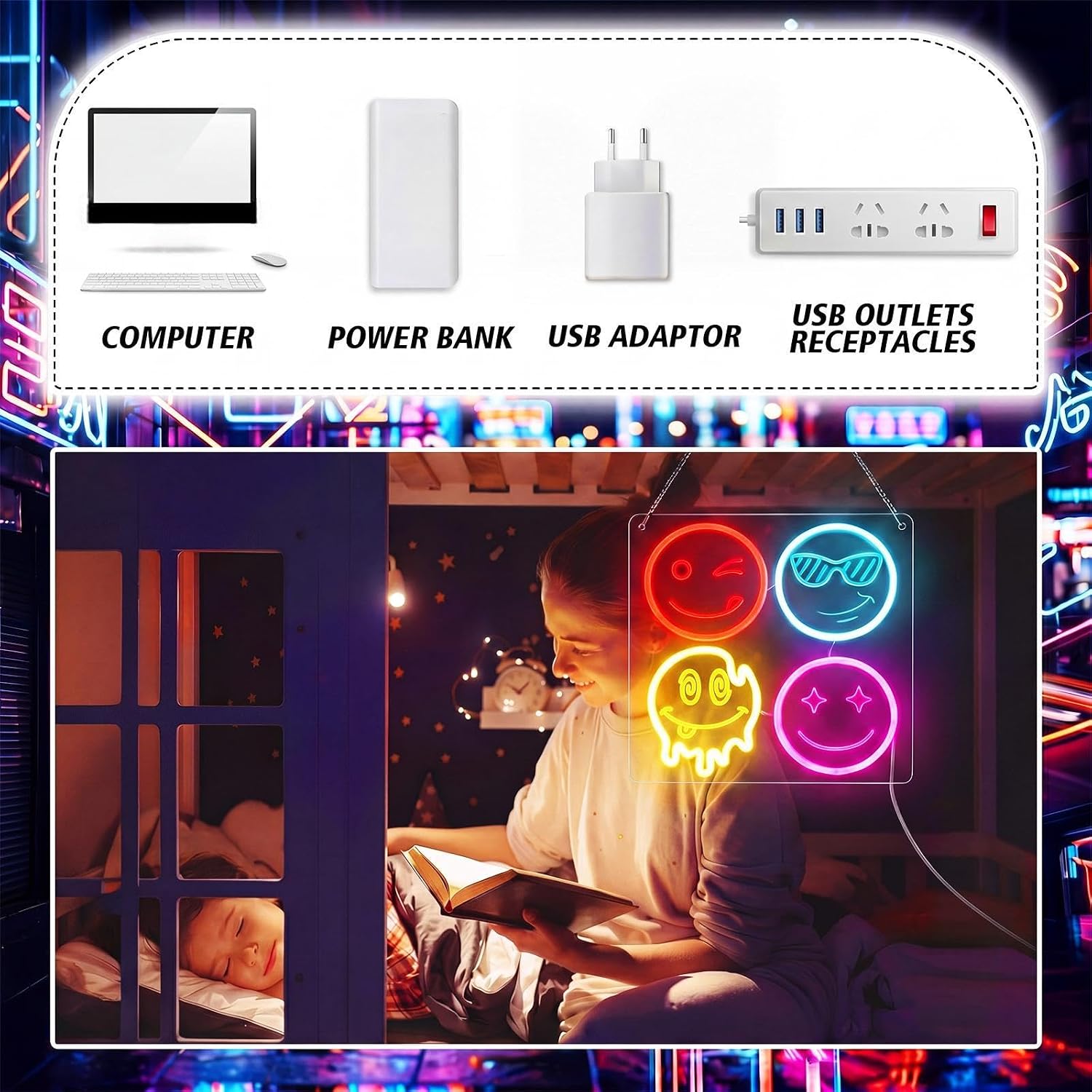Luminária LED Neon com Emoji d - Home Decor Emoji avaliação e preço