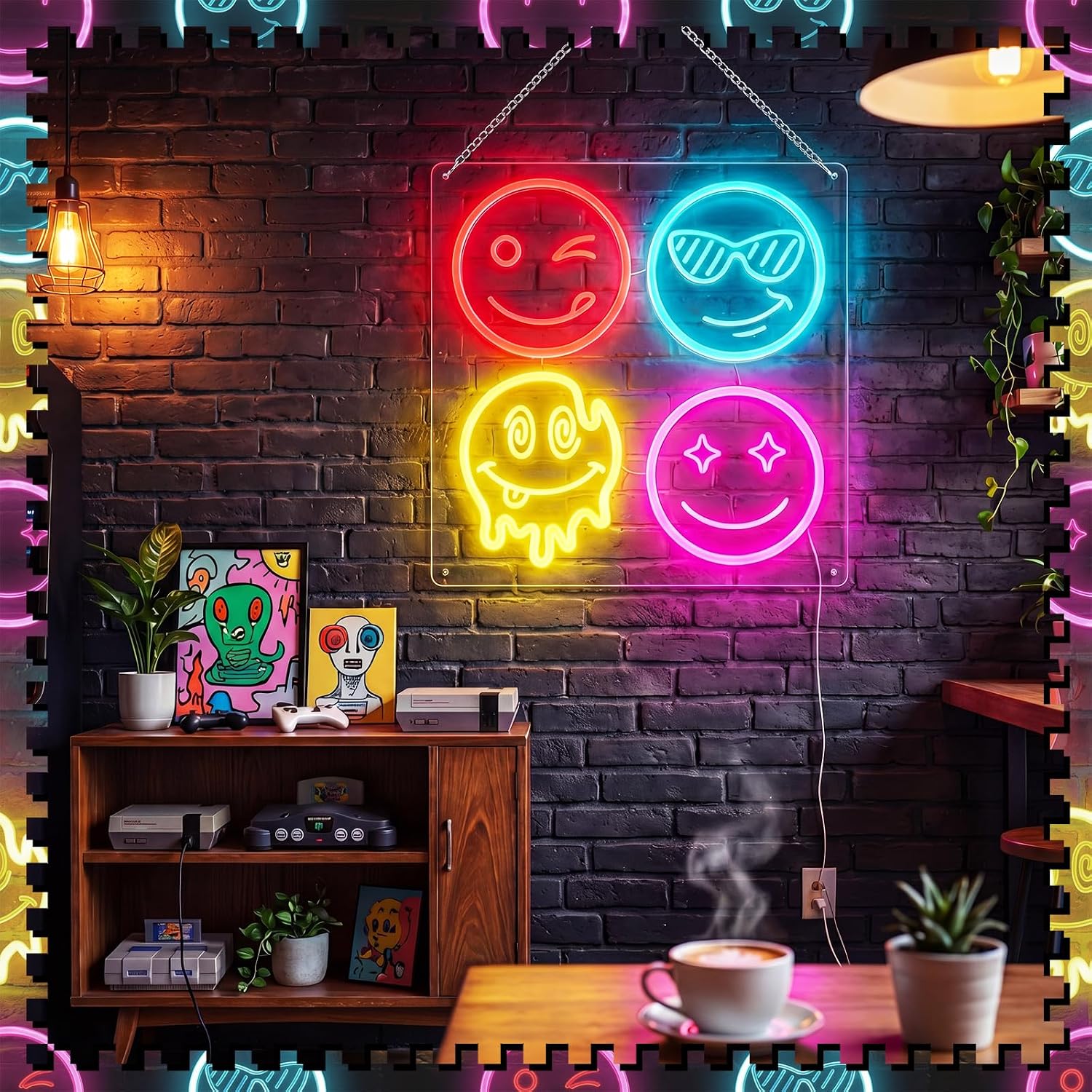 Luminária LED Neon com Emoji d - Home Decor Emoji avaliação e preço
