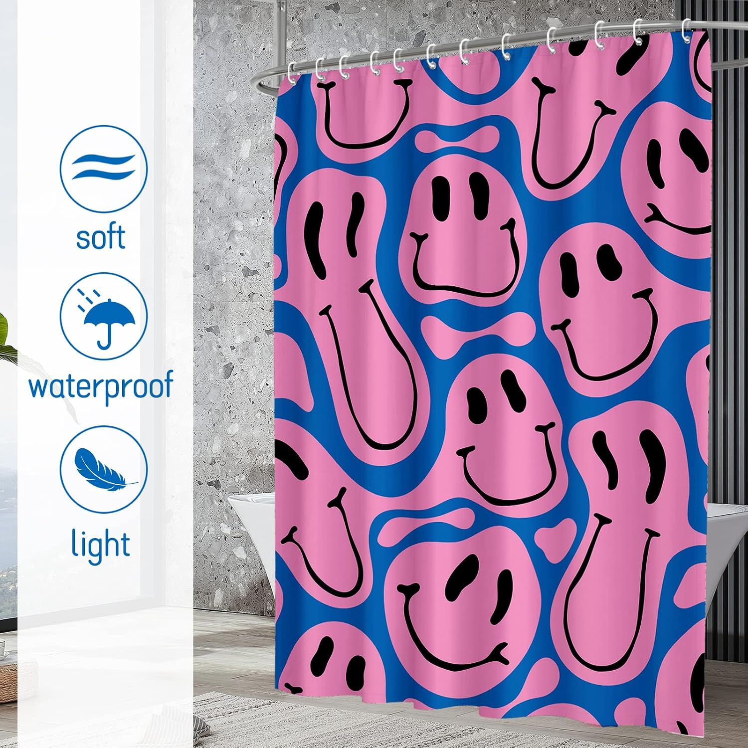 Cortina de Chuveiro com Estamp - Home Decor Emoji avaliação e preço