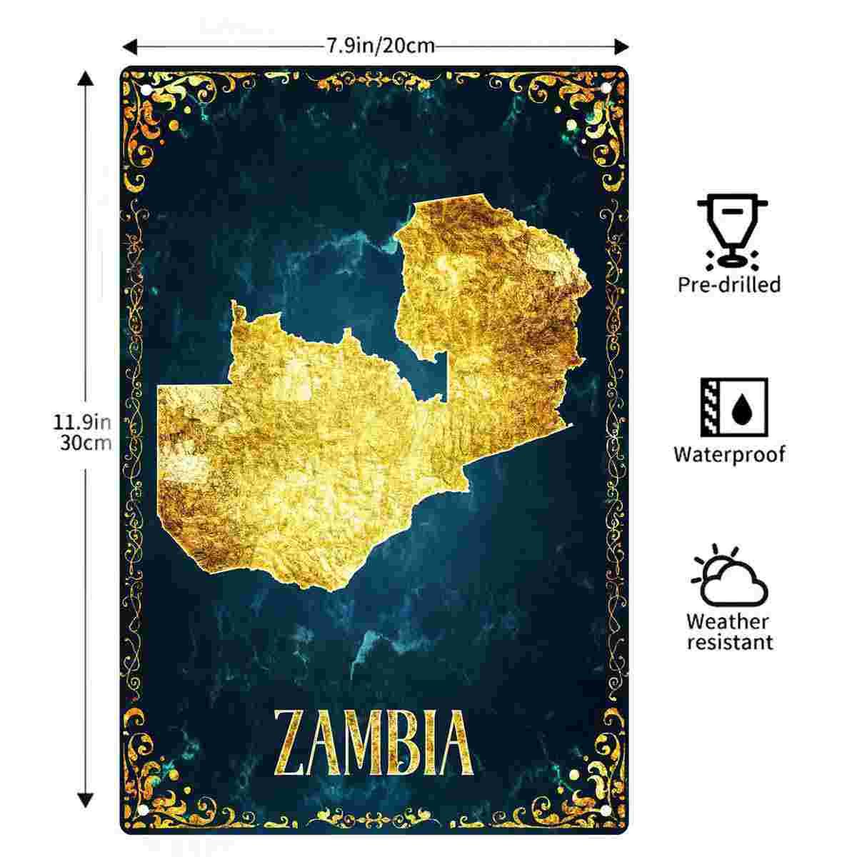 Mapa de Zâmbia em Folha de Our - Home Decor Zambia avaliação e preço