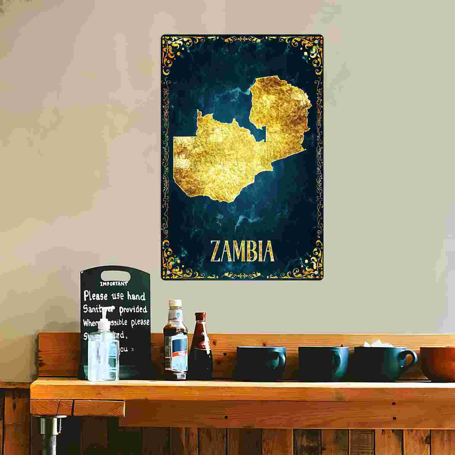 Mapa de Zâmbia em Folha de Our - Home Decor Zambia avaliação e preço