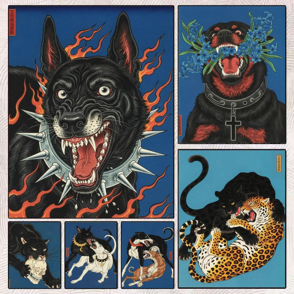 Pintura de cão estilo Japandi, - Home Decor Japandi Style avaliação e preço
