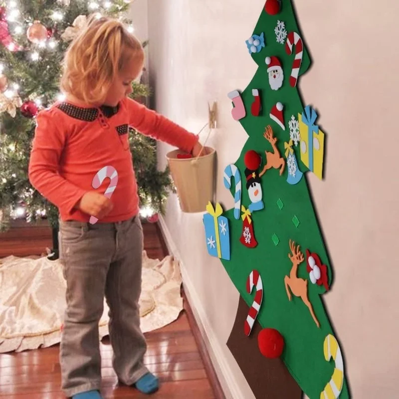 Crianças diy sentiu árvore de  - Home Decor Xmas Tree avaliação e preço